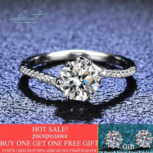 Inbeaut 925 Silver Excellent Cut 1 ct D Color Pass Diamond Test Moissanite Snowflake Love Wedding Ring Party Jewelry for Women