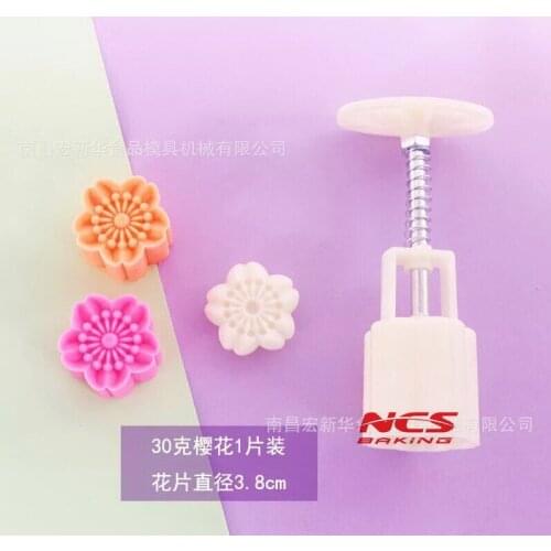 30g Chinese Cherry blossoms shape Mooncake Molds with 1 Stamps plastic hand pressure , 50sets/lot