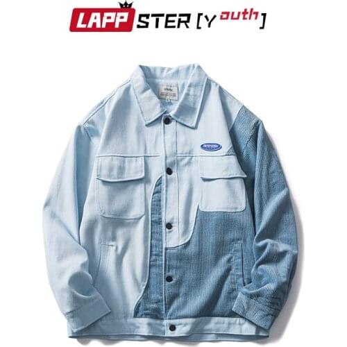 LAPPSTER-Youth Men Patchwork Packet Vintage Jackets 2021 Mens Winter Harajuku Streetwear Jackets Male Japanese Causal Y2k Jacket