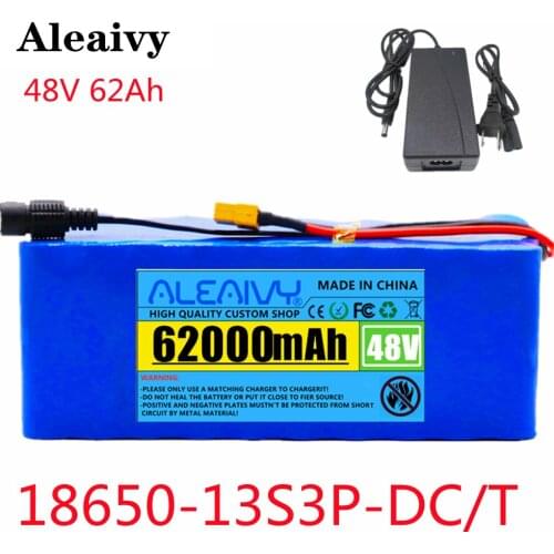 48v 62Ah Lithium Ion Battery 62000mAh 1000w Lithium Ion Battery Pack for 54.6v E-bike Electric Bicycle Scooter with BMS +Charger