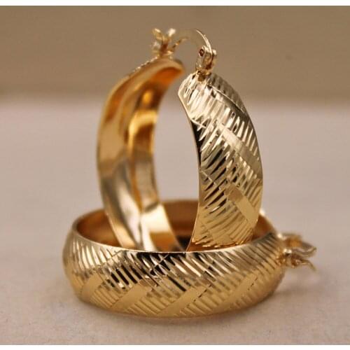 Fashion Copper Large Hoop Earrings for Womens Gold Plated Filled Women Earrings Fashion Jewelry Accessories wedding Gift