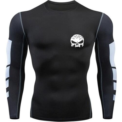 Men T Shirts Compression Shirts Rashgard Tight Bodybuilding Workout Long Sleeve T shirt Gym Fitness Dry Fit MMA Boxing Jerseys