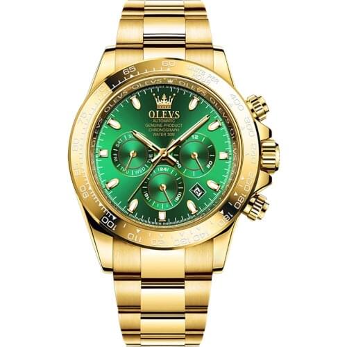 OLEVS Automatic Mens Mechanical Watches Stainless Steel Strap Waterproof date Fashion Sports Chronograph luminous Mens Watches