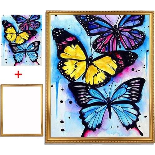 Framed 5D diy diamond painting Colorful butterfly full round drill diamond mosaic embroidery sale rhinestone arts gift