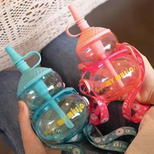 Outdoor straw water bottle does not contain BPA, leak-proof PP, creative portable drop-proof and leak-proof diagonal plastic cup