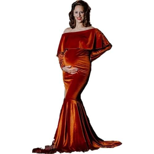 Photo Prop For Pregnant Women ShootNew Pleuche Maternity Dress Photography Long Pregnancy Dresses Elegence Maxi Maternity Gown P