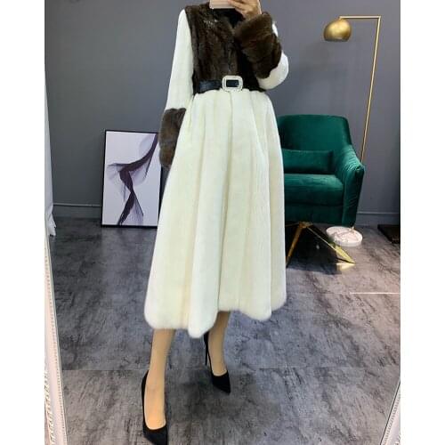 Womens 2019 New Imported Mink Fur Long Outwear Coat Womens Fashion Warm Full Fur Jacket Womens Natural Mink Fur Coat