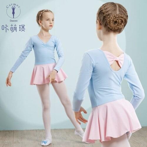 Girls New Winter Dancing Dress Children Ballet Dance Suit Kids Dance Practice Skirt Long Sleeved Girls Dancing Costumes B-6282