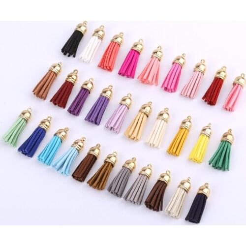 Wholesale 1000pcs Mini Suede Tassel Gold Caps DIY Leather Tassels Pendant For Key Rings Earring Cellphone Crafts Decoration
