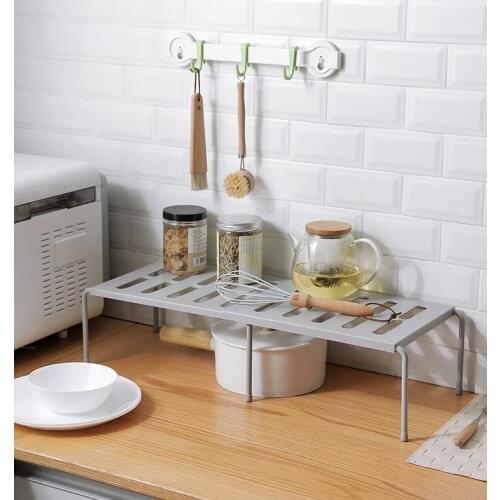Expandable Kitchen Rack for Bathroom Storage Rack Home Closet Shelf Adjustable Cabinet Organizer Dish Cookware Holder