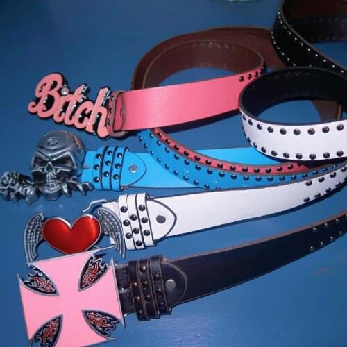 Y2K Freak Punk Belt Gothic Rivet Vintage Egirl 90s Aesthetic Leather Belt Unisex Skull Devil Goth Belt