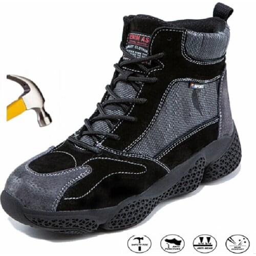 Luxury Retro Work Boots Steel Toe Shoes Women Puncture-Proof Workers Sneakers Male Safety Shoes Men Designer Work Shoes