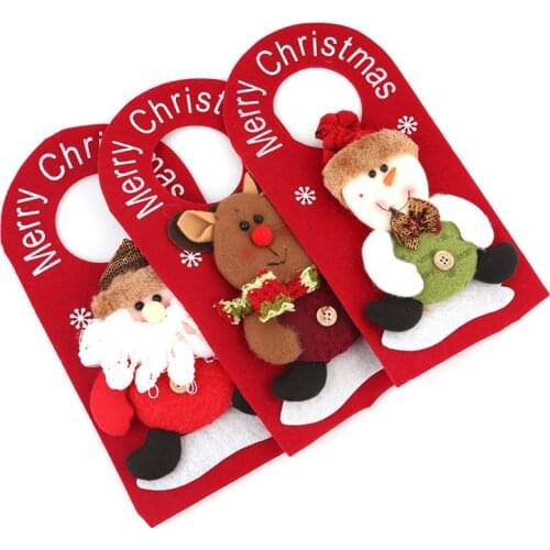 Christmas Tree Door Decoration Xmas Hanging Xmas Santa Claus Snowman Reindeer Wall Door Ornament