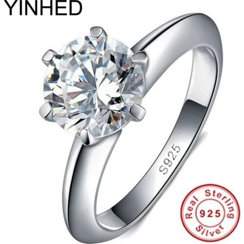 90% Off ! YINHED 100% 925 Sterling Silver Wedding Rings for Women Luxury 2 Carat SONA CZ Diamant Engagement Ring Set ZR139
