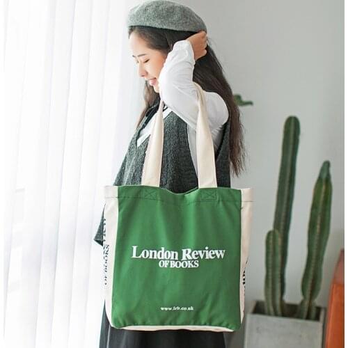 2021 New Women Canvas Bag Large Capacity Shopping Books Bags Cotton Shoulder Bags London Letters Print Handbag Tote For Girls