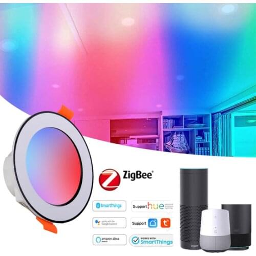 Zigbee LED Smart Downlight Tuya APP Remote Control Round Spotlight Dimming lights 10W RGB Warm Cold light With Alexa Google Home