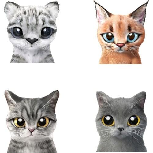 Three Ratels QC522 Cute cat head cartoon wall stickers for kids animal poster car hood sticker laptop decal