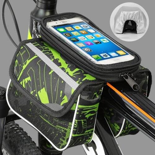 Bike Double Bag Front Phone Bicycle Bag for Bicycle Tube Waterproof Touch Screen Saddle Package for Below 6.2" Bike Accessories