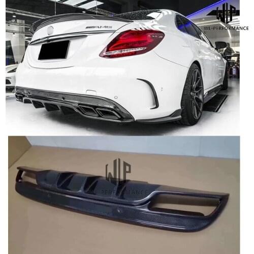 W205 Sedan C300 High quality Carbon fiber Rear bumper Lip diffuser For Mercedes-Benz W205 C180 C200 sport bumper 15-UP