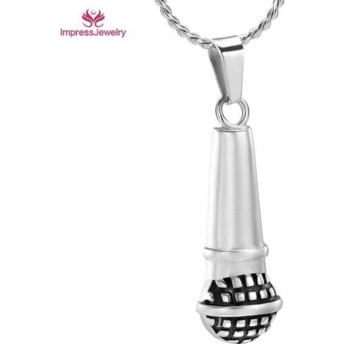 W017 Classic Microphone Cremation Jewelry for Ashes Pendant for Human Keepsake Memorial Urn Necklace