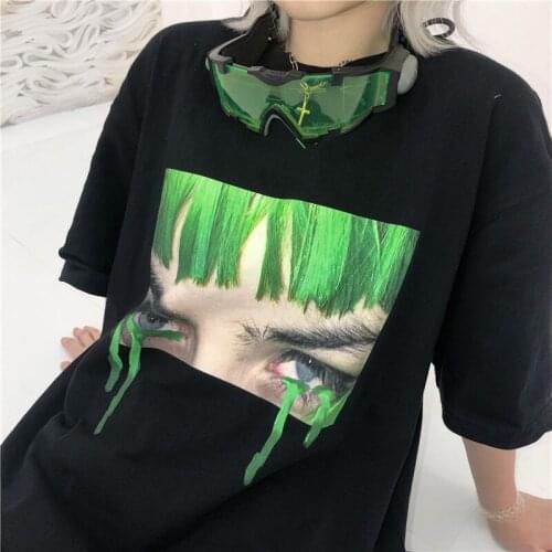 Summer Korean streetwear retro personality printing loose bf bottoming short-sleeved T-shirt women