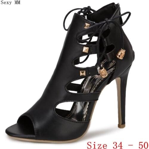 Women Gladiator Sandals High Heels Pumps Summer Shoes Woman High Heel Sandals Plus Size 34 - 40 41 42 43 44 45 46 47 48 49 50