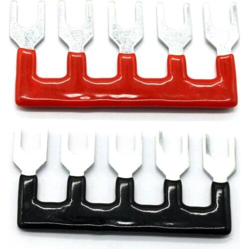 1 Set 5 Positions Dual Row 600V 15A Screw Terminal Strip Blocks with Pre-Insulated Terminals Barrier Strip (Black & Red)