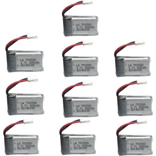 10pcs 3.7V 300mAh lipo battery For E55 FQ777 FQ17W DFD F180 FY530 U816 U830 Battery 702030 For RC Quadcopter Spare Part