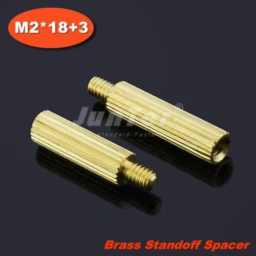 100pcs/lot Brass Standoff Spacer M2 Male x M2 Female -18mm