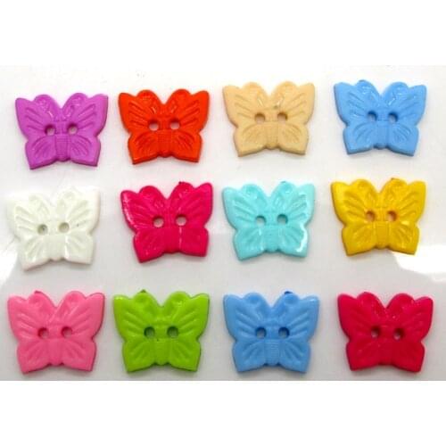 100Pcs Mixed Butterfly Acrylic Sewing Buttons For Kids Clothes Scrapbooking Decorative Botones Handicraft DIY Accessories