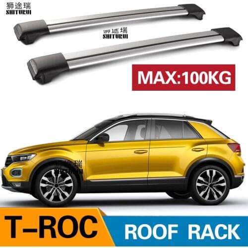 SHITURUI 2Pcs Roof bars For VOLKSWAGEN t-roc 2018+2019 Aluminum Alloy Side Bars Cross Rails Roof Rack Luggage