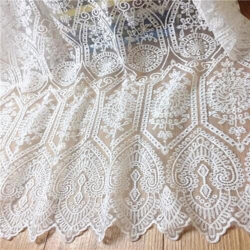 2 yards white wedding lace fabric French embroidery lace fabric for accessories Wedding dress clothes skirt accessories