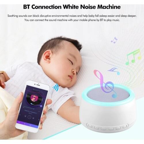 30 Soothing Sounds Desktop USB White Noise Machine Sleep Timer/Loop Playback BT Connection with Colorful TouchControl NightLight