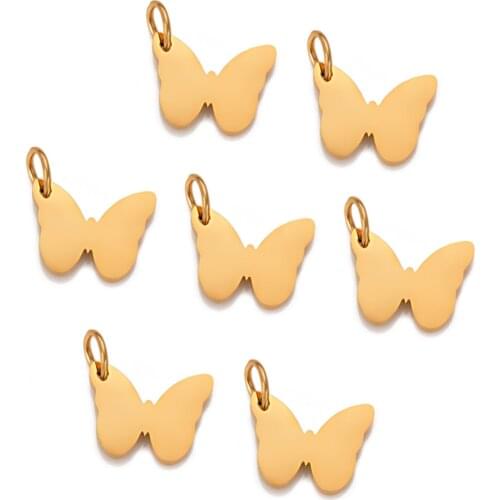 5pcs Stainless Steel Gold Animal Butterfly Charms Pendants DIY Jewelry Making Necklace Findings Bracelet Charm Accessories