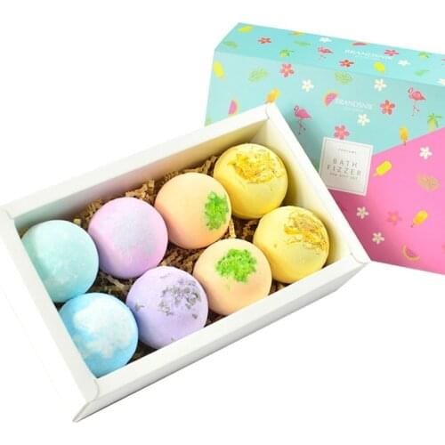8pc/set Handmade Natural Bath Salt Exfoliating Moisturizing Oil Essential Dried Flower Sea Salt Fragrant Body Bath Bomb Ball DIY
