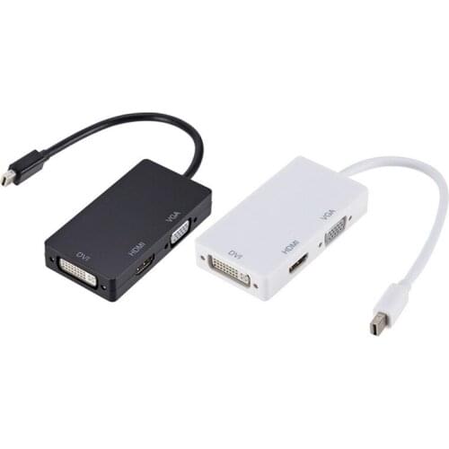 3 In 1 Thunderbolt MINI DP To HDMI-compatible VGA DVI Adapter Cable Converter 1080P for Macbook Pro Air Projector Camera