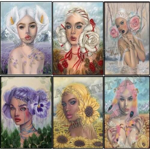 Full square/round drill 5D diy diamond painting"Fantasy flower beauty girl"embroidery pattern cross stitch kit mosaic room decor