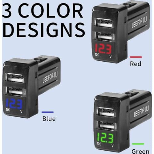 Dual Usb Auto Led Car Charger For GS/GL Adapter 12v 5v converter charger voltmeter 4.2A