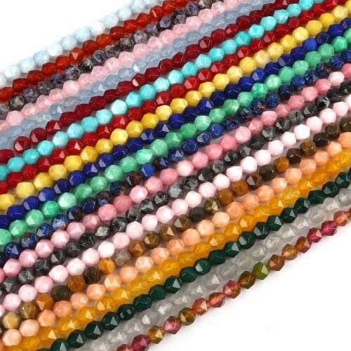 Natural Stone Beads 8mm Multicolor Faceted Jasped Beads Crystal Pink Quartz DIY Loose Bead For Jewelry Making