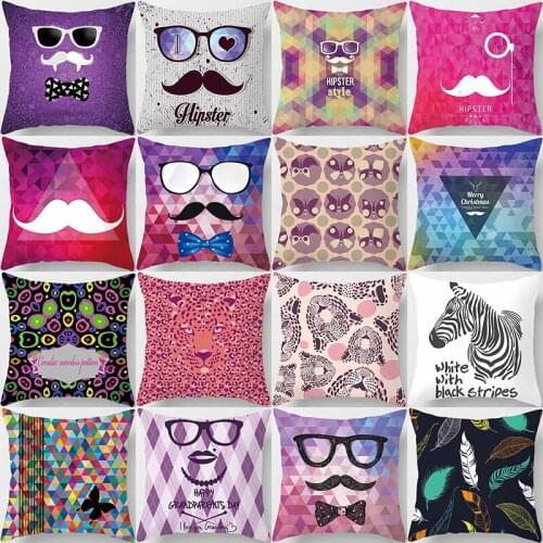 Sunglasses Horoscope beard bow zebra feathers pattern pillow cases short plush high quality square thick pillow case covers