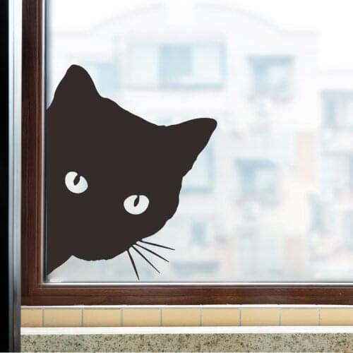 Black Cat Wall Decal Room Cabinet Door Arts Pet Shop Glass Window Stickers Car Poster Decorate Home Decor House Decorative Mural