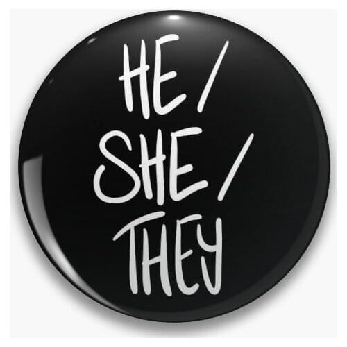 He She They V5 Black White Soft Button Pin Jewelry Metal Women Badge Collar Lapel Pin Decor Lover Cute Clothes Hat Brooch