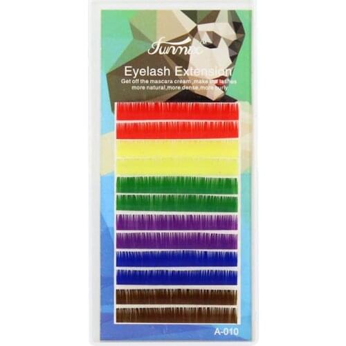 FUNMIX 12 Lines C/D curl 0.1mm false lashes Mixed Color eyelash individual colored lashes Faux Mink volume eyelash extensions