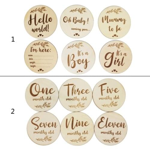 Baby Monthly Wooden Cards Newborn Shower Gifts Sets Milestone Cards Photo Props U7EE
