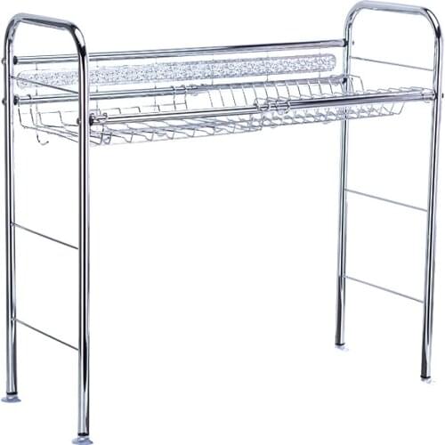 2 Layers Dish Drying Rack Over the Sink Kitchen Storage Shelf Counter-top Space Saver Stand Tableware Drainer Organizer Steel