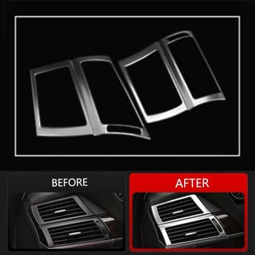 JEAZEA 2Pcs Silver Side Air Conditioning Vent AC Outlet Decorative Trim Frame Covers For BMW X5 2008 2009 2010 2011 2012 2013