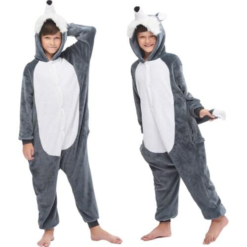 Kigurumi Children Animal Sleepwear Boys Wolf Pijamas Girls Unicorn Pijamas For Kids Unicornio Pijama Panda Pajamas