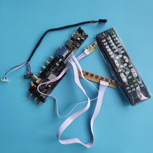 Kit For B140XW01 controller board DVB-T DVB-T2 LED USB VGA AV TV Display panel 1366x768 HDMI monitor remote driver digital