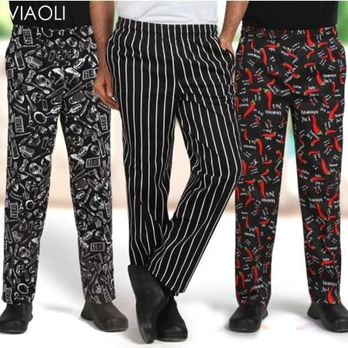 VIAOLI Food Service hotel restaurant Chef uniforms work clothes bakery catering Breathable cooker pants kitchen elastic trousers