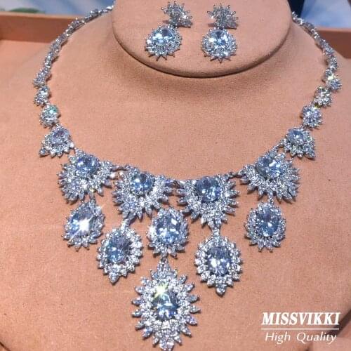 Missvikki Be Original Bridal Luxury Necklace Earrings Set For Women Wedding Jewelry Set Indian Party Accessories 2021 New